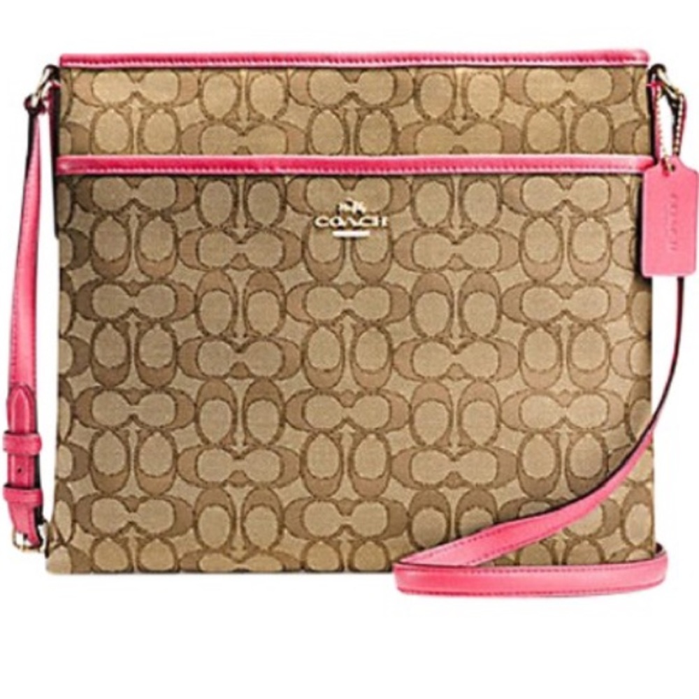 Coach Sig File Bag. Hot pink